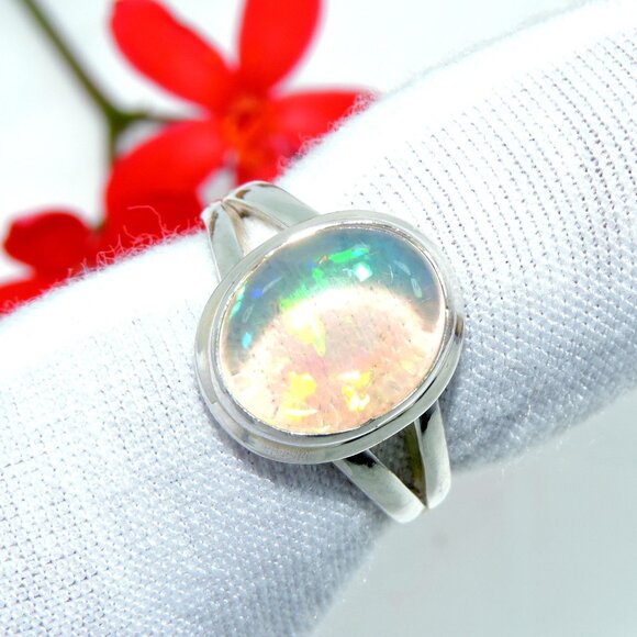 Ethiopian opal Gemstone Ring, Opal 925 Sterling Silver Ring, Natural Opal Ring - Picture 1 of 7